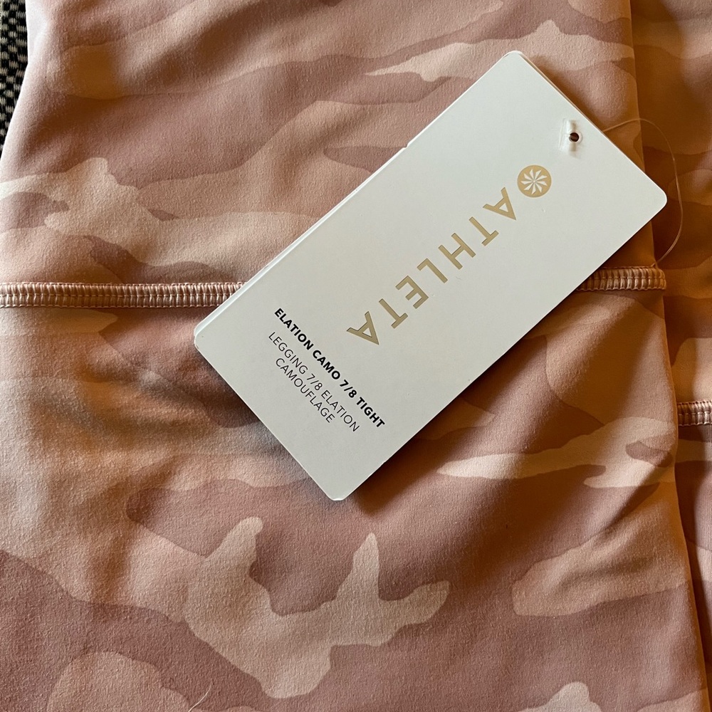Athleta Elation 7/8 Tights, pink camo, Medium